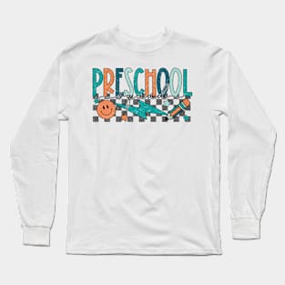 Preschool Squad Preschool Team Retro Groovy Back To School Long Sleeve T-Shirt